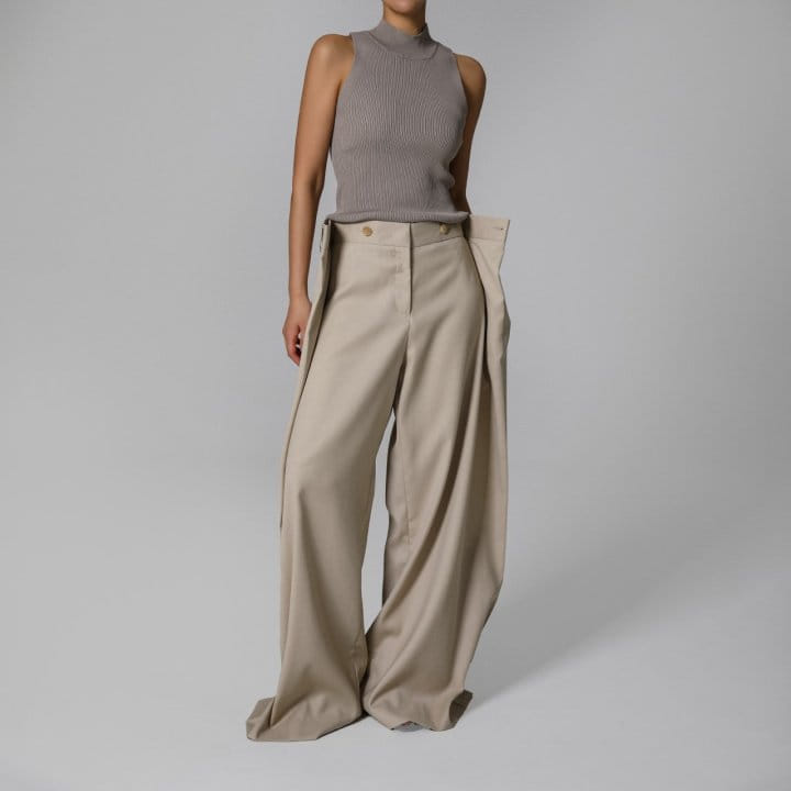 Paper Moon - Korean Women Fashion - #shopsmall - Lux Squared Double Wrap Wide Detail Trousers - 6