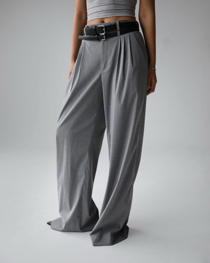 Paper Moon - Korean Women Fashion - #shopsmall - Three Pin Tuck Detail Wide Trousers - 8