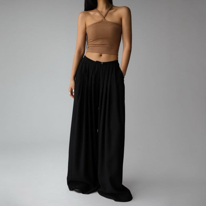 Paper Moon - Korean Women Fashion - #shopsmall - Bamboo Pleated Pin Tuck Wide Trousers - 6