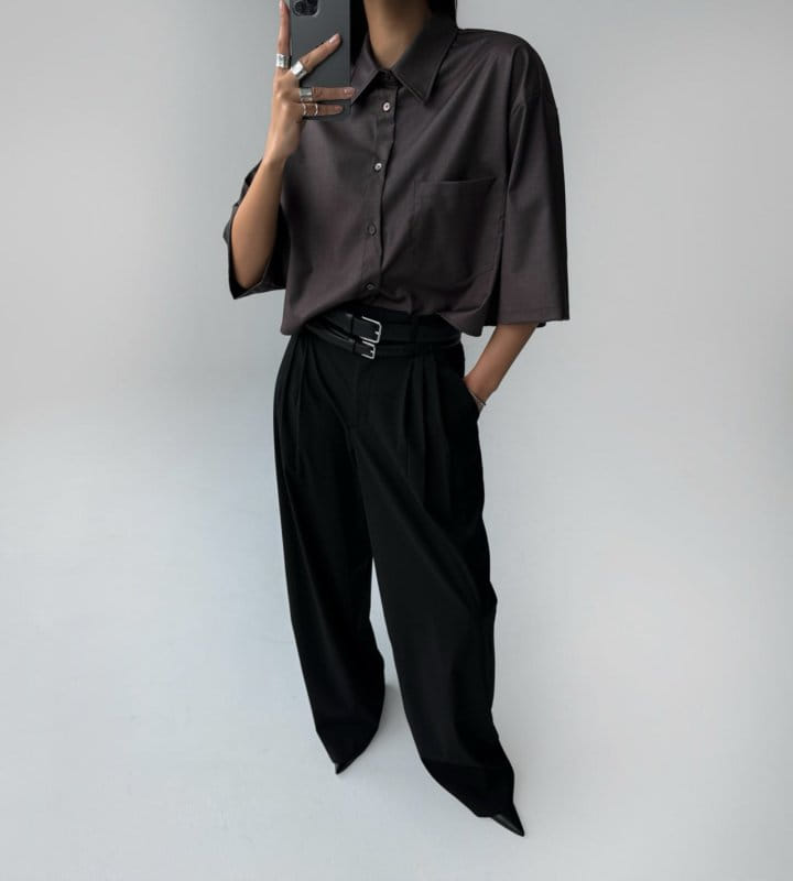 Paper Moon - Korean Women Fashion - #thatsdarling - Half Sleeved Cropped Button Down Shirt - 8