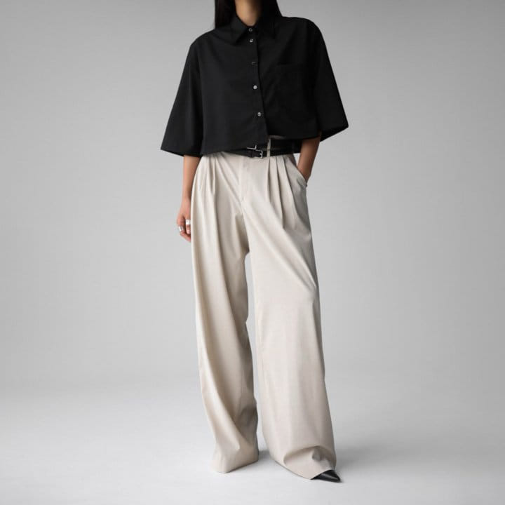 Paper Moon - Korean Women Fashion - #vintageinspired - Three Pin Tuck Detail Wide Trousers - 3