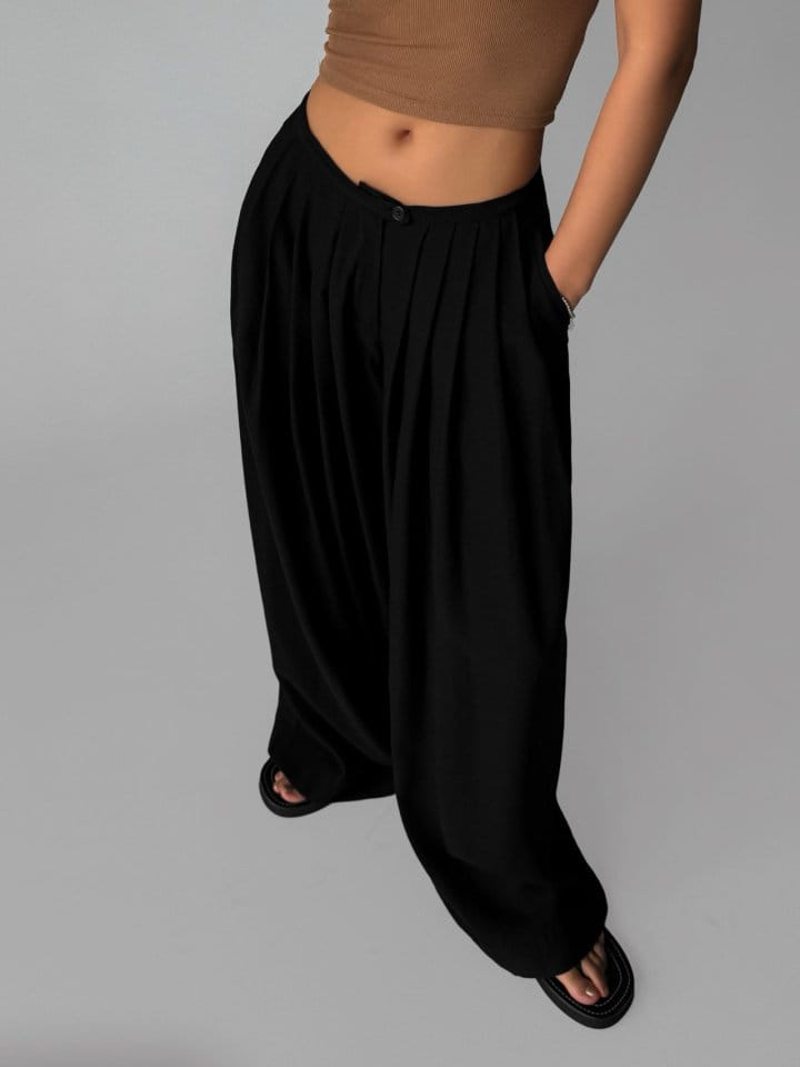 Paper Moon - Korean Women Fashion - #vintageinspired - Bamboo Pleated Pin Tuck Wide Trousers