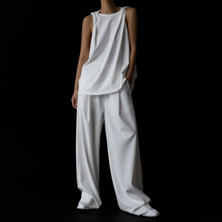 Paper Moon - Korean Women Fashion - #womensfashion - Banded String Wide Maxi Length Trousers  - 3