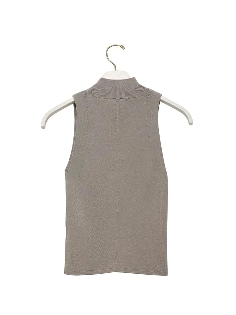 Paper Moon - Korean Women Fashion - #womensfashion - High Neck Ribbed Sleeveless Cropped Knit Top  - 9