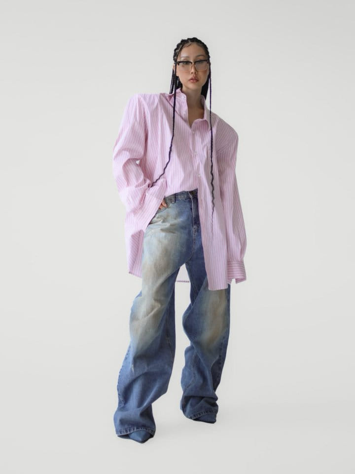 Paper Moon - Korean Women Fashion - #womensfashion - Dusty Mud Washed Wide Denim Trousers - 6