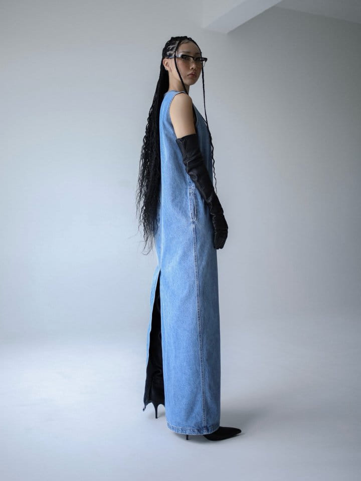 Paper Moon - Korean Women Fashion - #womensfashion - Blue Denim Sleeveless Maxi One-Piece
