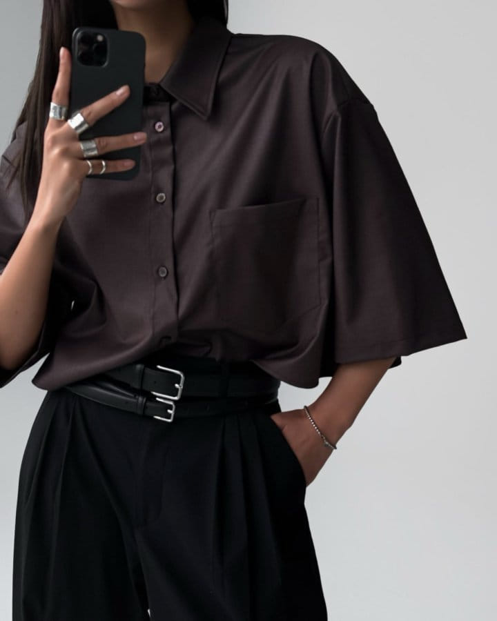 Paper Moon - Korean Women Fashion - #womensfashion - Half Sleeved Cropped Button Down Shirt