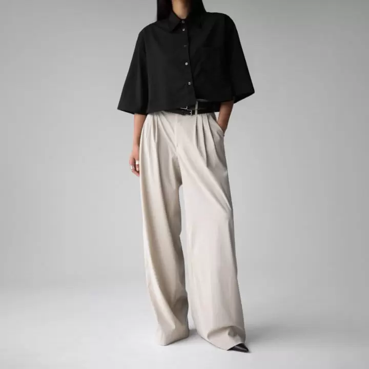 Paper Moon - Korean Women Fashion - #womensfashion - Half Sleeved Cropped Button Down Shirt - 11