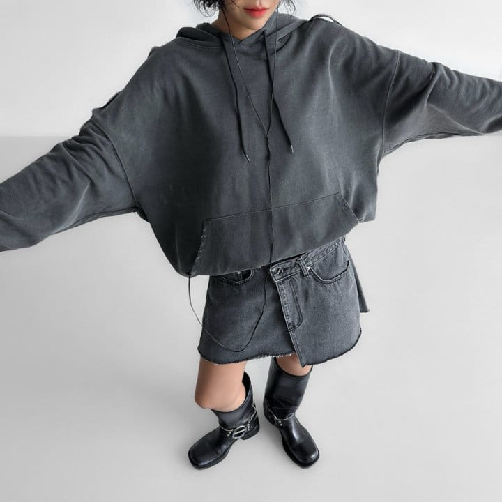 Paper Moon - Korean Women Fashion - #womensfashion - Oversized pigment Cutted Detail Hoodie - 5