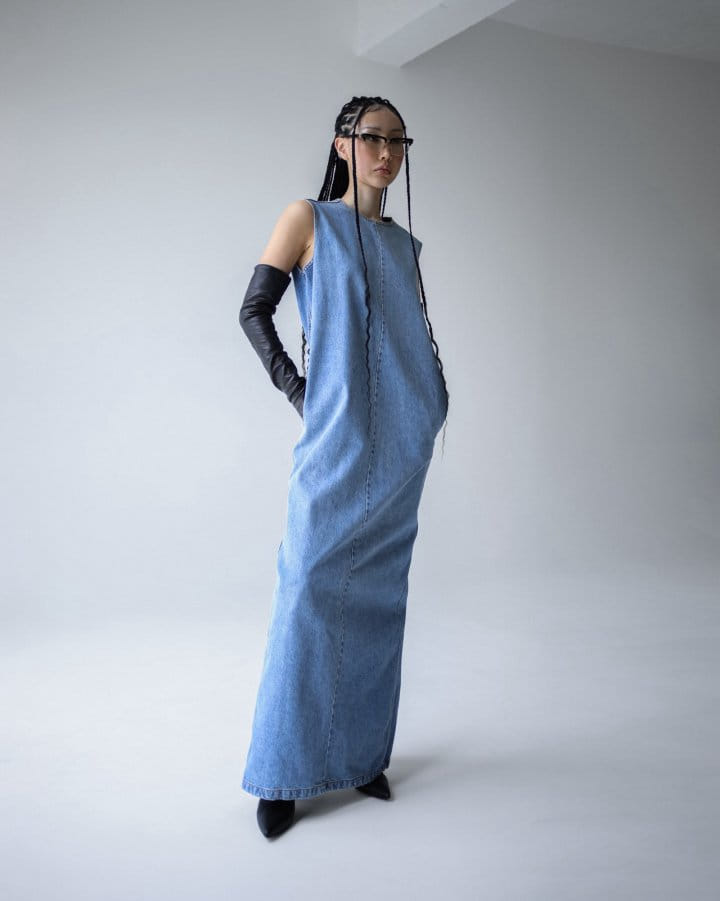 Paper Moon - Korean Women Fashion - #womensfashion - Blue Denim Sleeveless Maxi One-Piece - 7