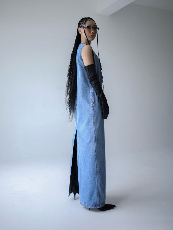 Paper Moon - Korean Women Fashion - #womensfashion - Blue Denim Sleeveless Maxi One-Piece - 9