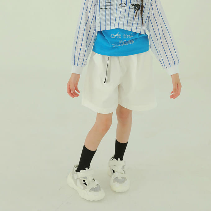 Peach-Cream - Korean Children Fashion - #littlefashionista - Pintuck Belt Half Pants