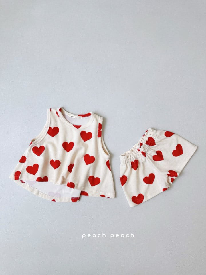 Peach peach - Korean Children Fashion - #Kfashion4kids - Heart Terry Top Bottom Set - 9