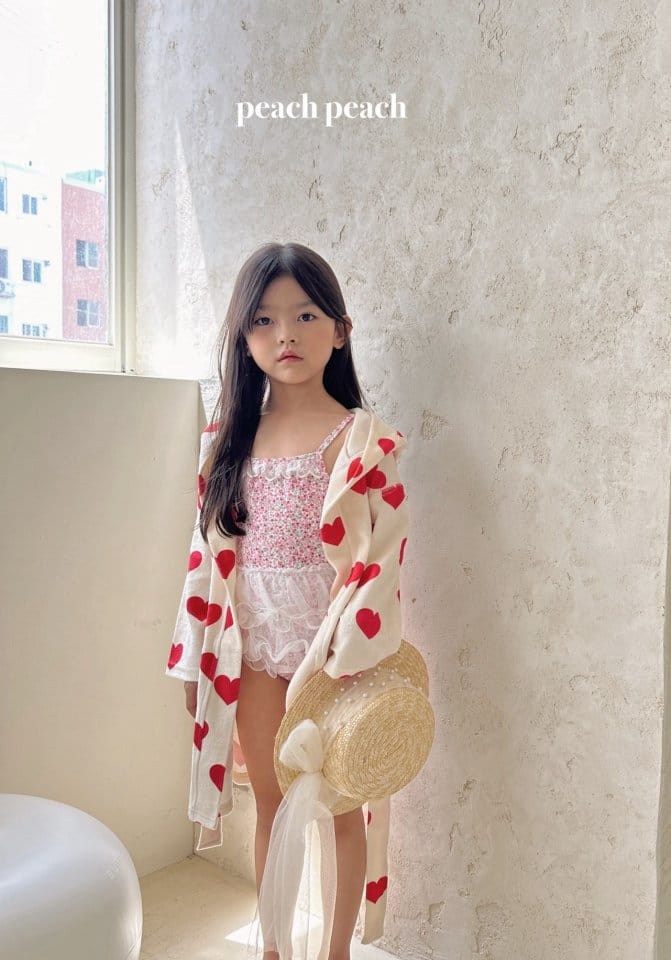 Peach peach - Korean Children Fashion - #discoveringself - Heart Terry Robe - 2