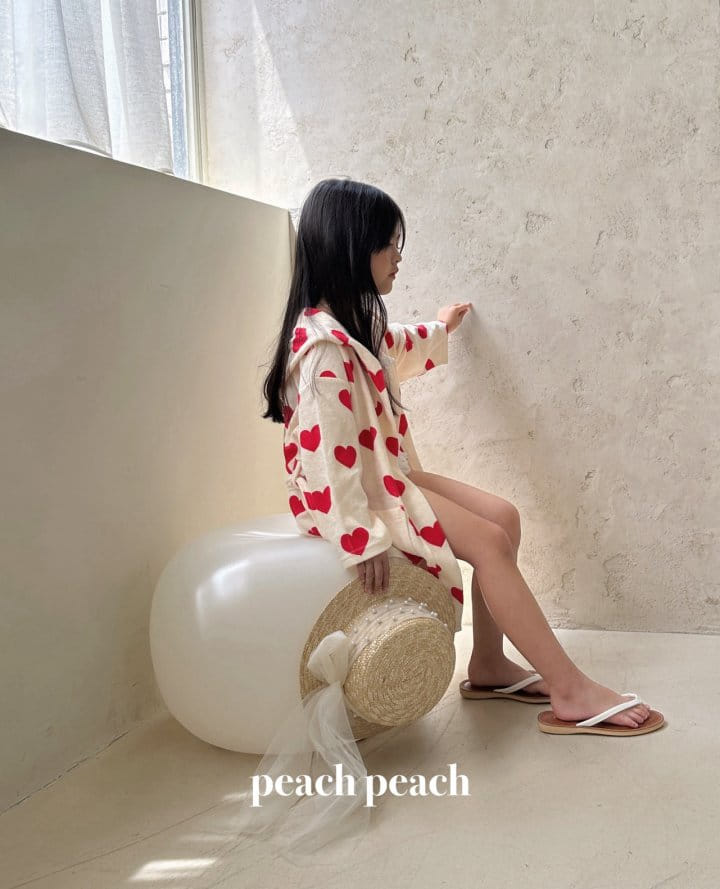 Peach peach - Korean Children Fashion - #fashionkids - Heart Terry Robe - 4