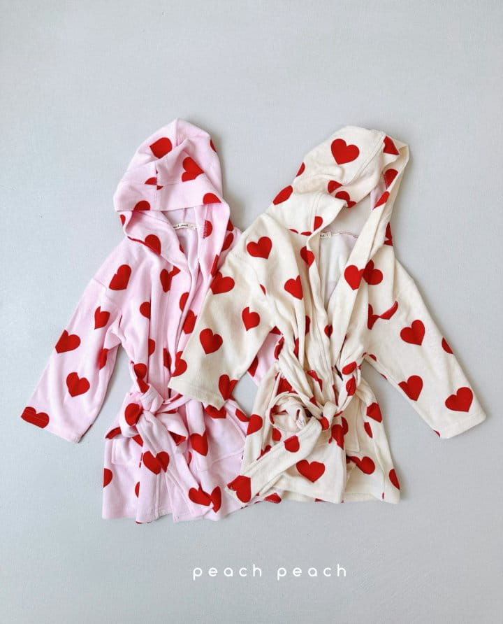 Peach peach - Korean Children Fashion - #kidsstore - Heart Terry Robe - 5