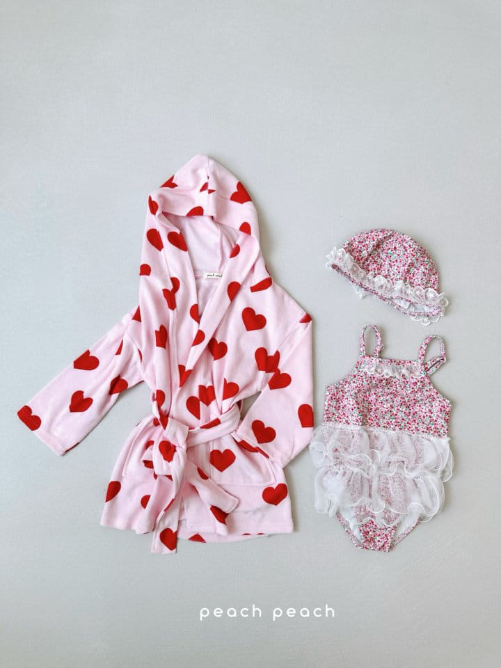 Peach peach - Korean Children Fashion - #kidzfashiontrend - Heart Terry Robe - 6