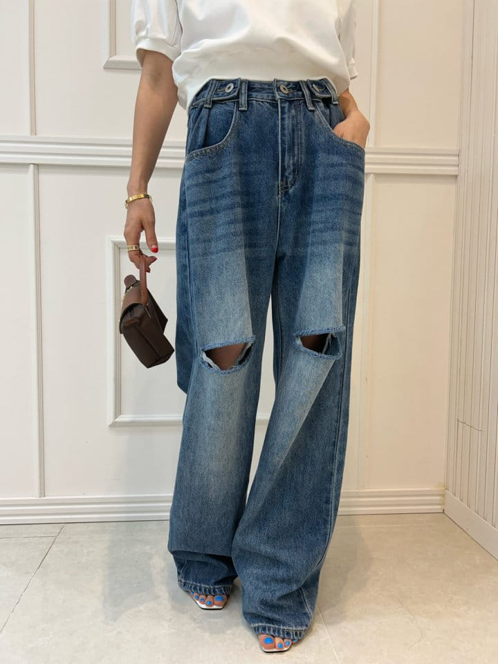 Pearls room - Korean Women Fashion - #womensfashion - Tu Slit Denim - 4