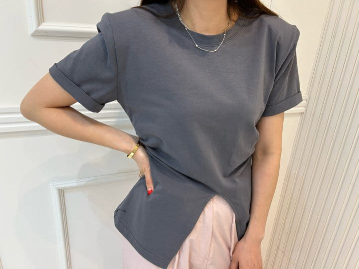 Pearls room - Korean Women Fashion - #momslook - Slit Tee - 10