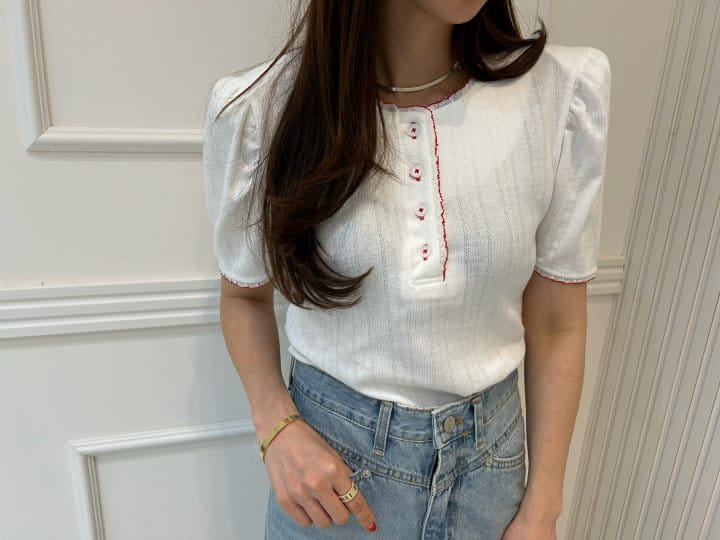 Pearls room - Korean Women Fashion - #momslook - Button Tee - 10