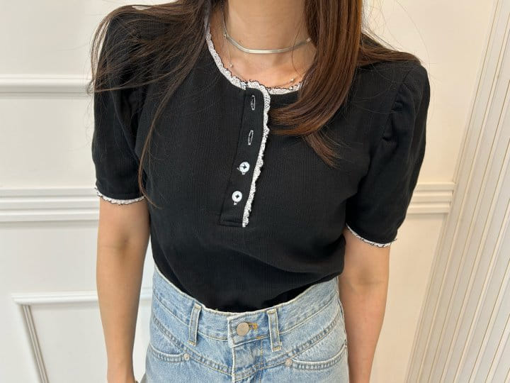 Pearls room - Korean Women Fashion - #momslook - Button Tee - 6