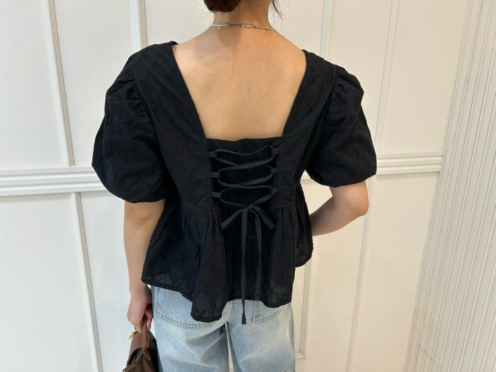 Pearls room - Korean Women Fashion - #romanticstyle - Back String Blouse - 9