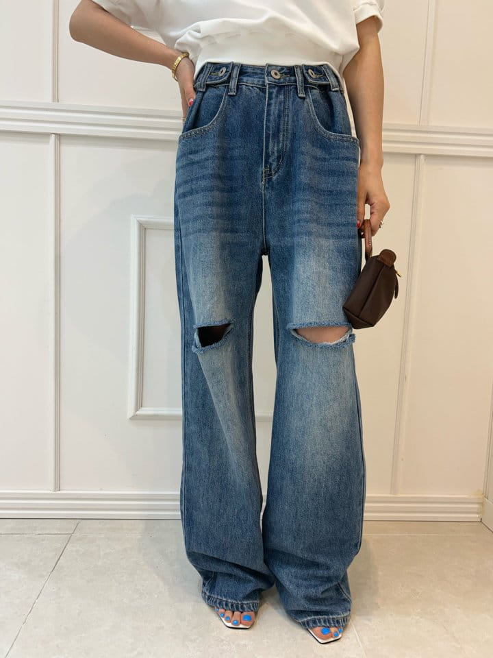 Pearls room - Korean Women Fashion - #womensfashion - Tu Slit Denim - 3