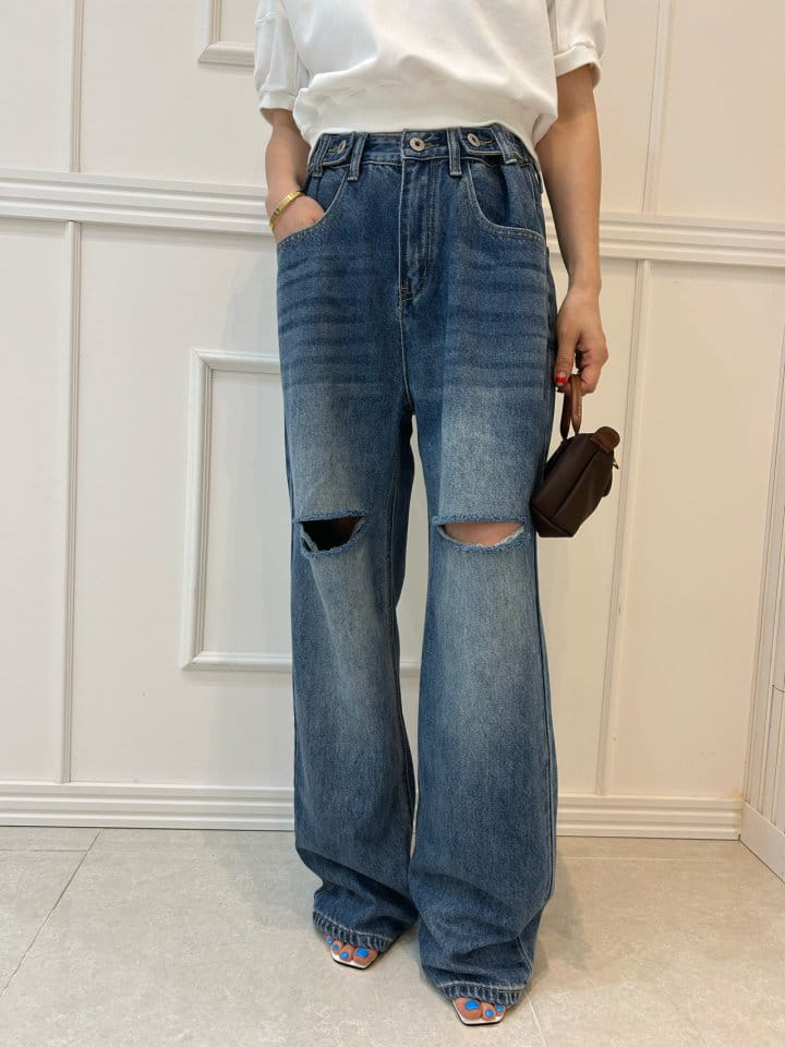 Pearls room - Korean Women Fashion - #womensfashion - Tu Slit Denim - 5