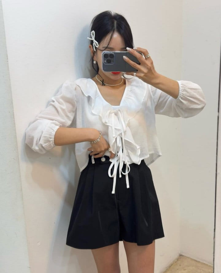 Pearls room - Korean Women Fashion - #womensfashion - Frill Ribbon Blouse - 6