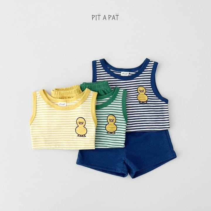 Pitapat - Korean Children Fashion - #stylishchildhood - Baby Duck L Seleeveless Top Bottom Set - 4