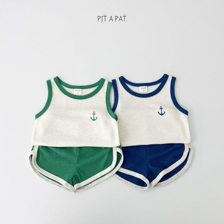 Pitapat - Korean Children Fashion - #childofig - Marine L Sleeveless Top Bottom Set - 3