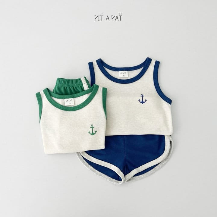 Pitapat - Korean Children Fashion - #childofig - Marine L Sleeveless Top Bottom Set - 4