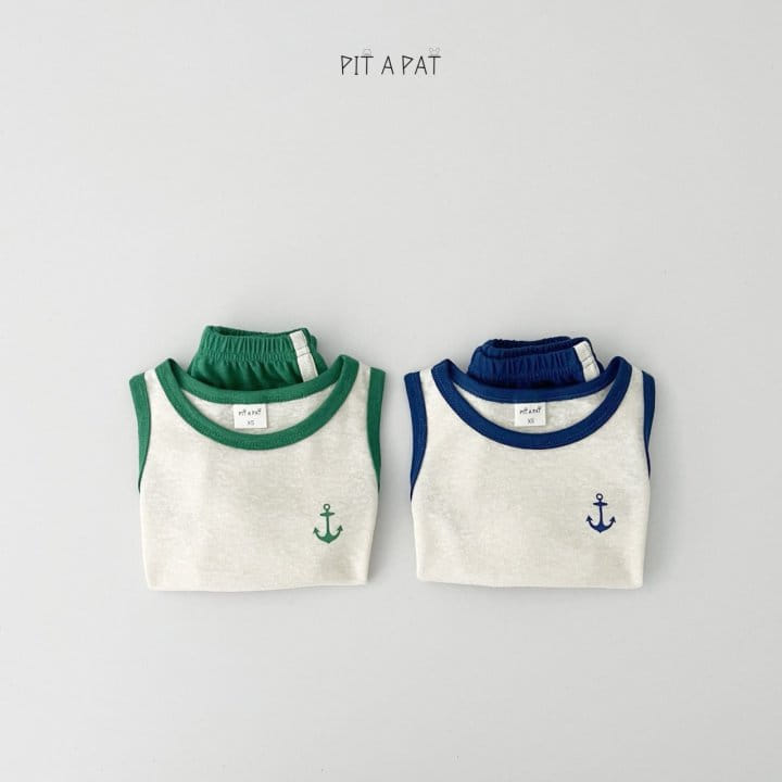 Pitapat - Korean Children Fashion - #designkidswear - Marine L Sleeveless Top Bottom Set - 5