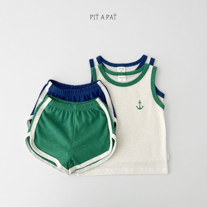 Pitapat - Korean Children Fashion - #stylishchildhood - Marine L Sleeveless Top Bottom Set - 2