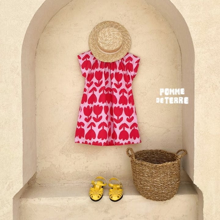 Pomme de terre - Korean Children Fashion - #Kfashion4kids - Pink Tulip One-Piece