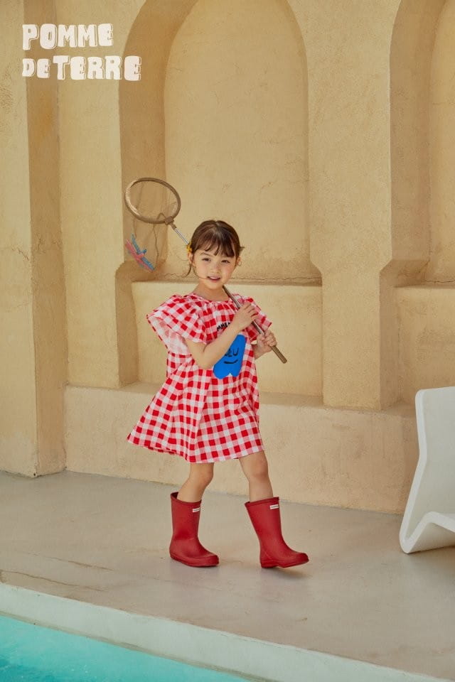 Pomme de terre - Korean Children Fashion - #designkidswear - Pomme Apple Check One-Piece