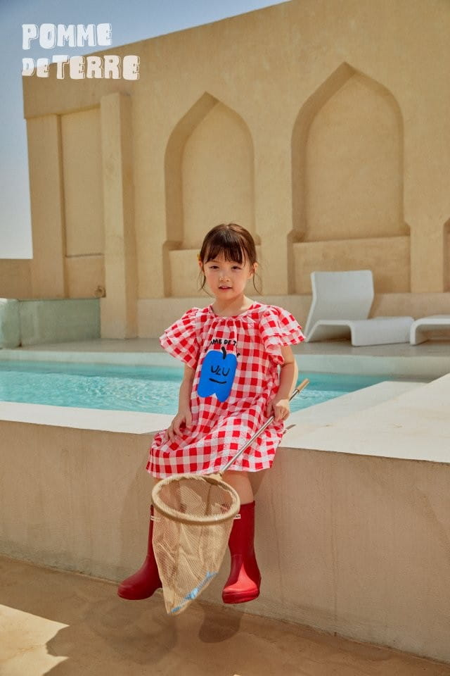 Pomme de terre - Korean Children Fashion - #fashionkids - Pomme Apple Check One-Piece - 4