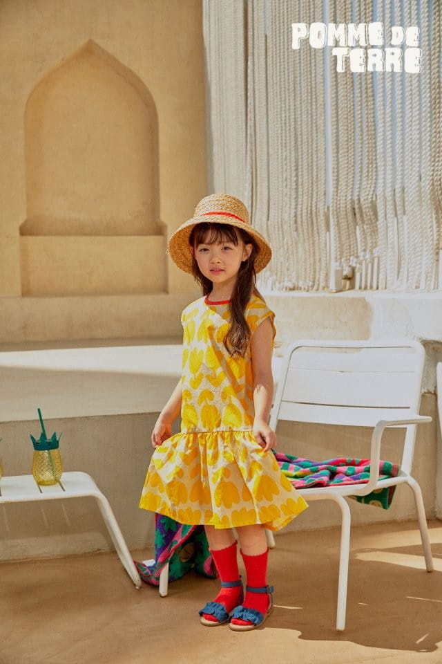 Pomme de terre - Korean Children Fashion - #kidzfashiontrend - Yellow Tulip One-Piece