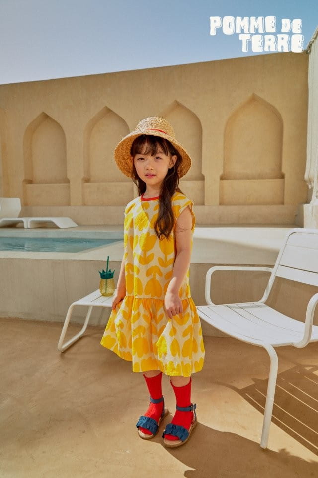 Pomme de terre - Korean Children Fashion - #littlefashionista - Yellow Tulip One-Piece - 4