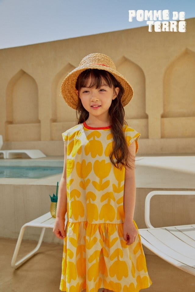 Pomme de terre - Korean Children Fashion - #prettylittlegirls - Yellow Tulip One-Piece - 6