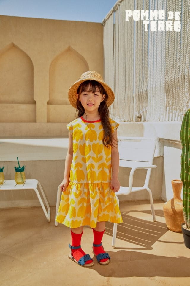 Pomme de terre - Korean Children Fashion - #stylishchildhood - Yellow Tulip One-Piece - 9