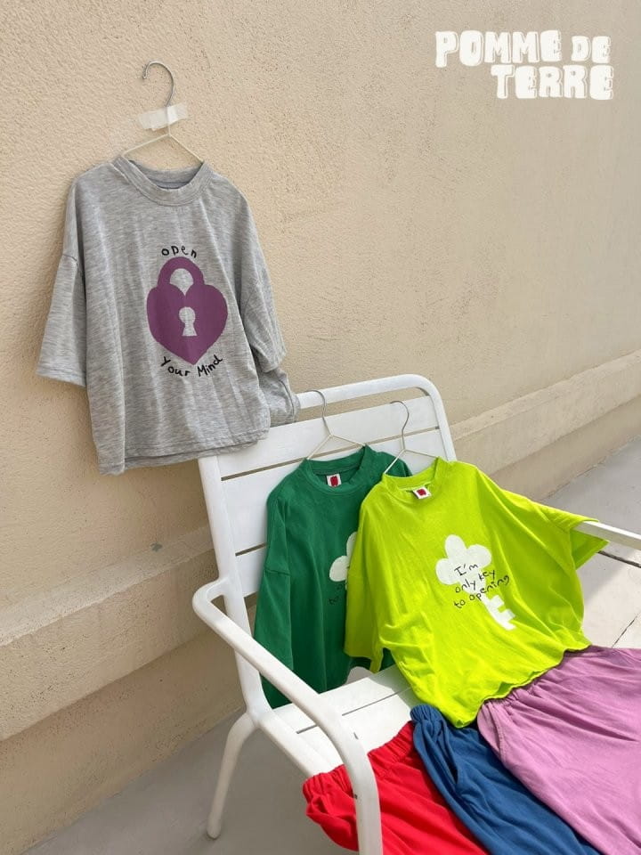 Pomme de terre - Korean Children Fashion - #toddlerclothing - Heart Lock Drop Short Sleeve Tee - 9