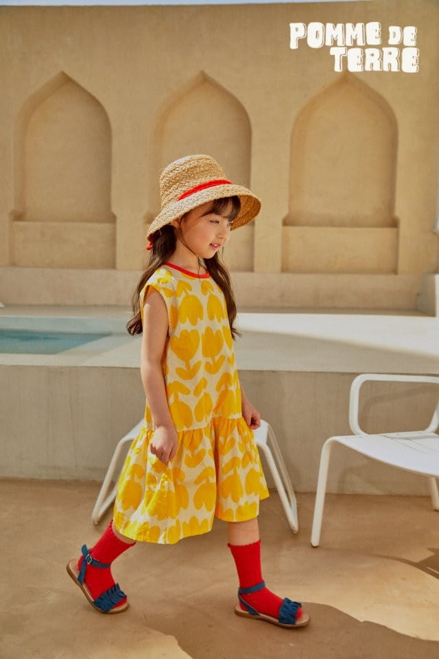 Pomme de terre - Korean Children Fashion - #toddlerclothing - Yellow Tulip One-Piece - 8