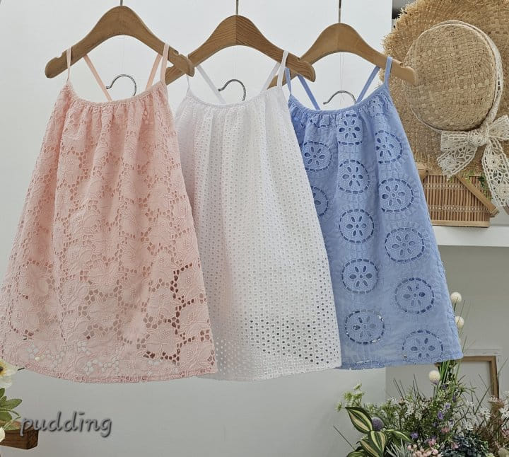 Pudding - Korean Children Fashion - #childrensboutique - Washing Embroidery String One-Piece