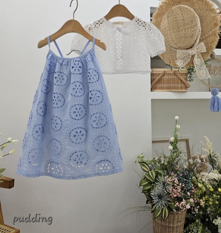 Pudding - Korean Children Fashion - #designkidswear - Washing Embroidery String One-Piece - 2