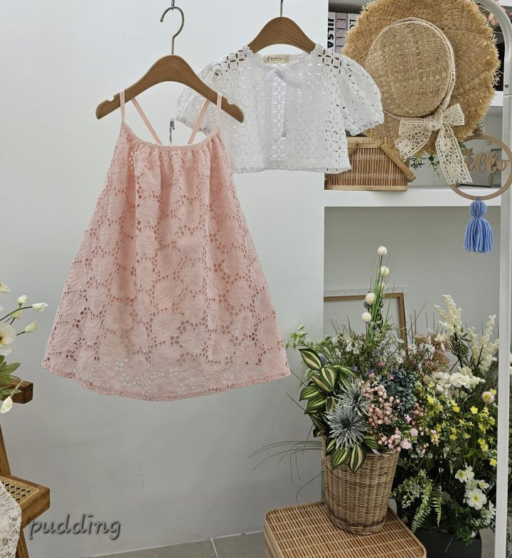 Pudding - Korean Children Fashion - #littlefashionista - Washing Embroidery String One-Piece - 9