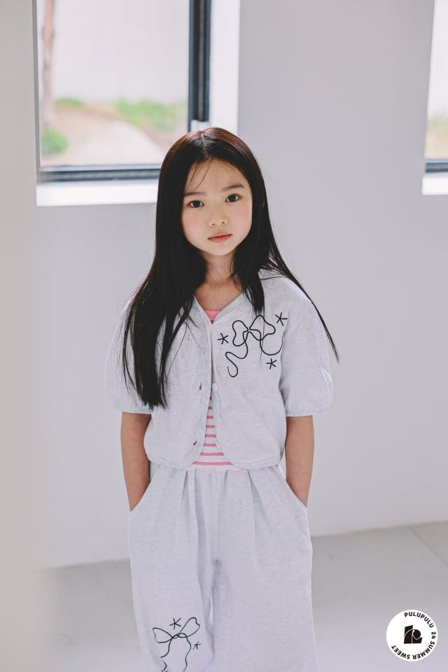 Pulupulu - Korean Children Fashion - #Kfashion4kids - Ribbon Embroidery Short Sleeve Cardigan - 3