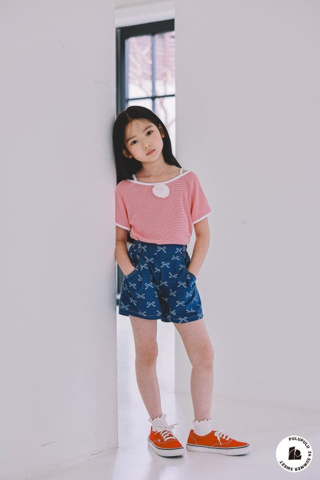 Pulupulu - Korean Children Fashion - #discoveringself - Ribbon Denim Shorts