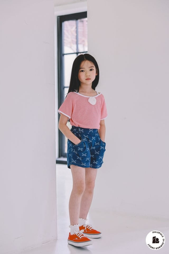 Pulupulu - Korean Children Fashion - #fashionkids - Ribbon Denim Shorts - 2