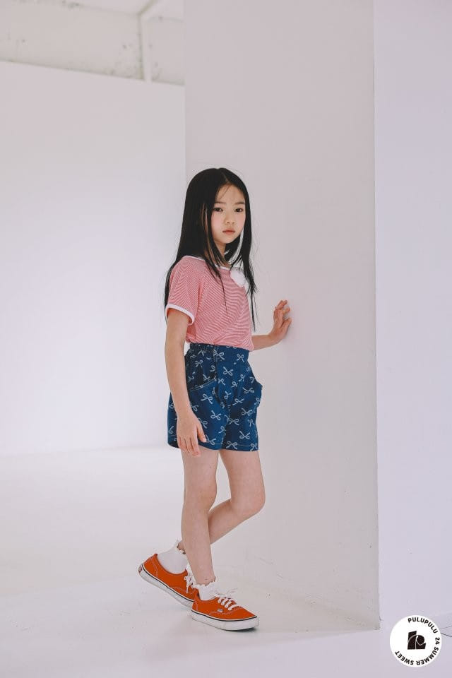 Pulupulu - Korean Children Fashion - #kidsshorts - Ribbon Denim Shorts - 3